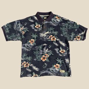 Vintage Large Tommy Bahama Button Up Polo Shirt Hawaiian Floral Short Sleeve